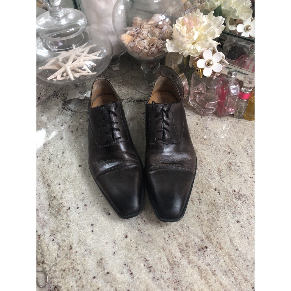 Magnanni Gerardo Gray Leather Oxfords Lace Up Cap Toe Mens 10.5 M 325 Spain